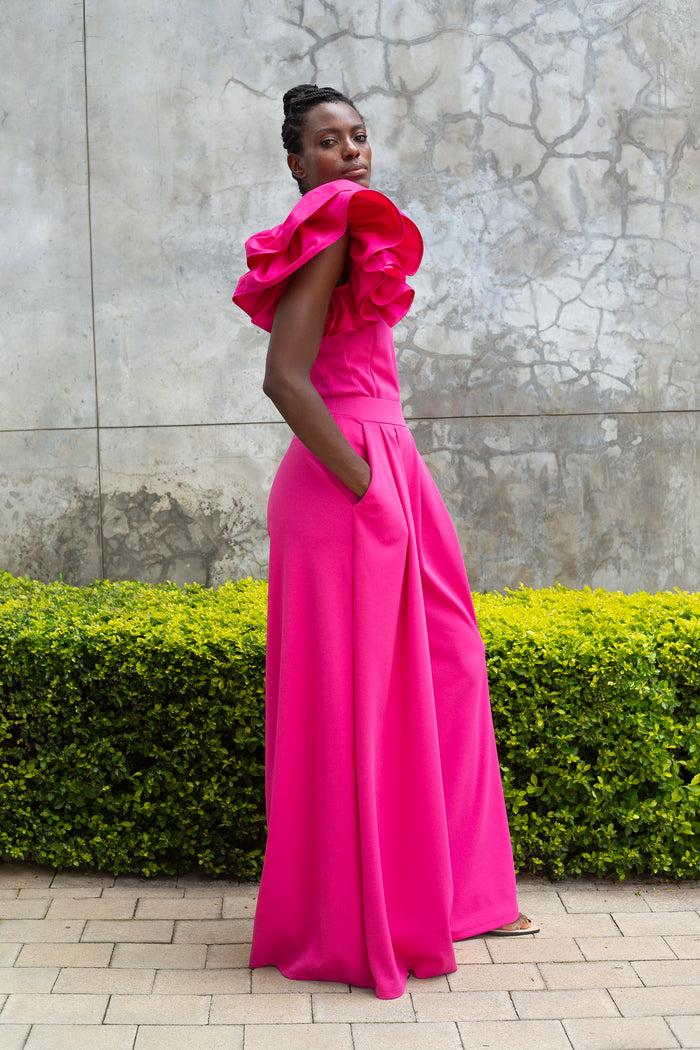 Erre The Cotton Ruffle Sleeve Top - Hot Pink