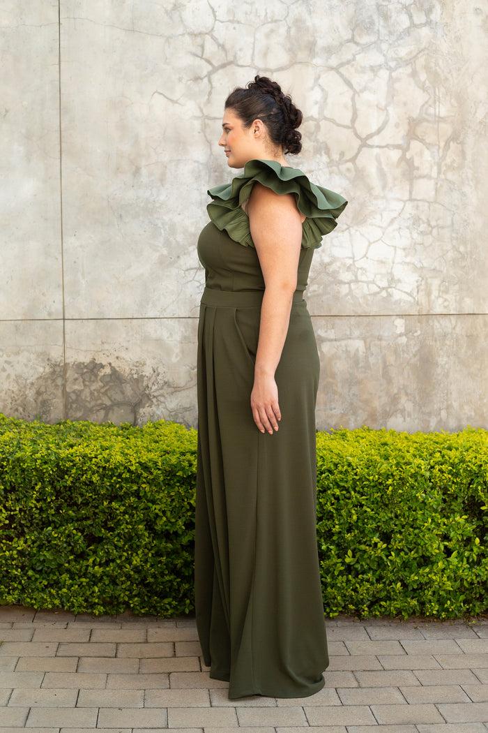 Erre The Cotton Ruffle Sleeve Top - Olive