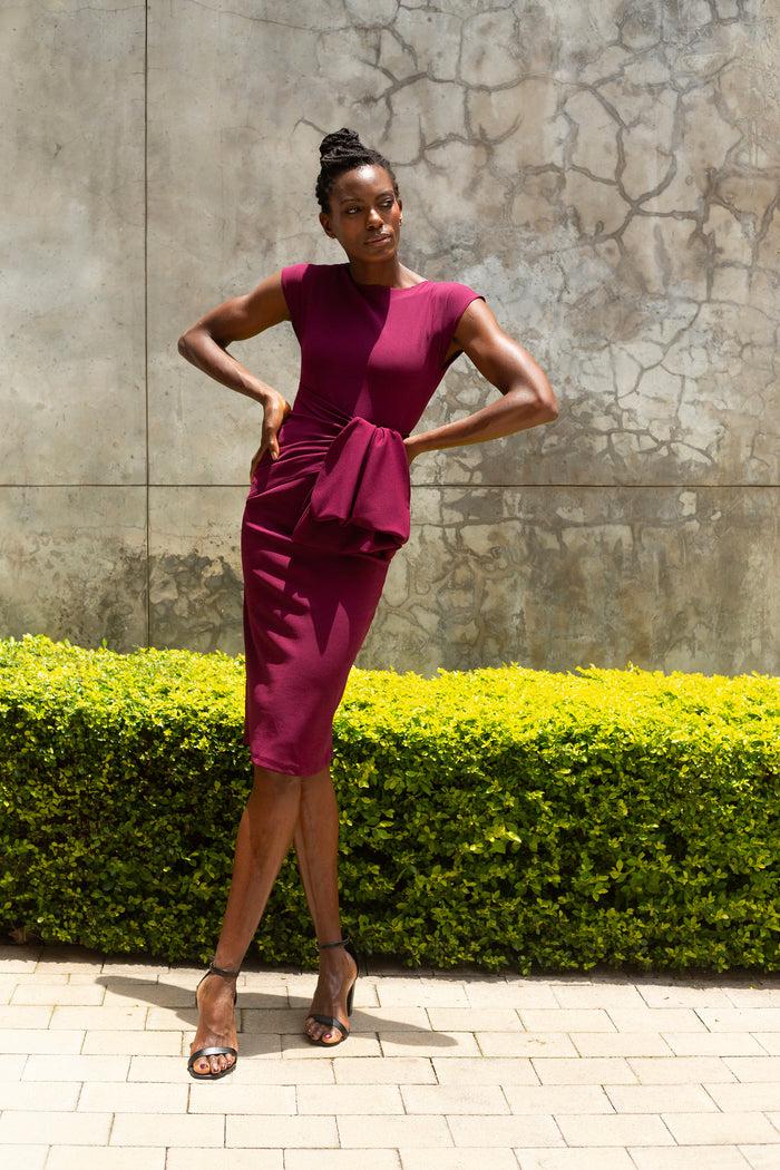 Erre The Drape Pencil Dress - Grape