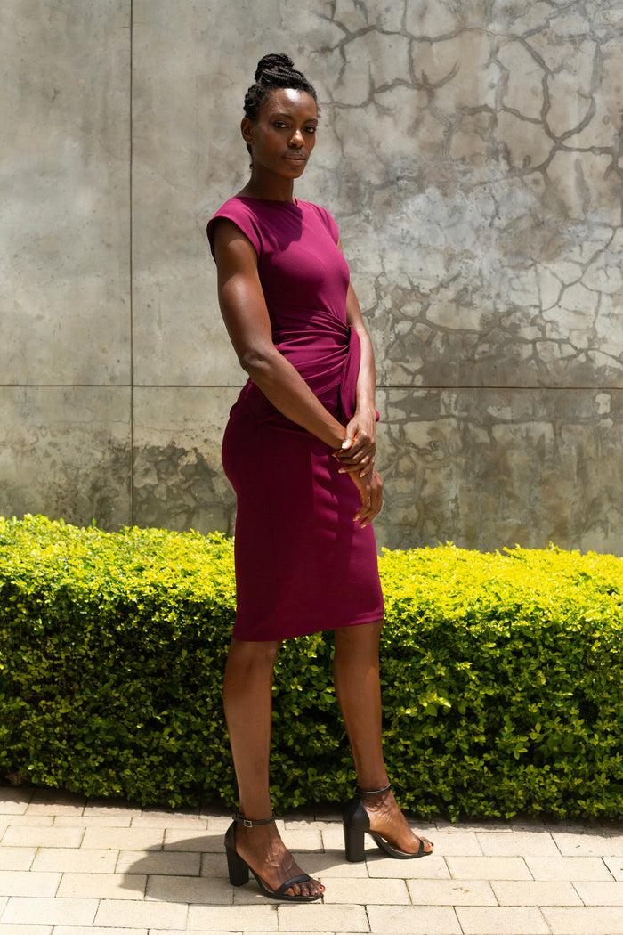 Erre The Drape Pencil Dress - Grape