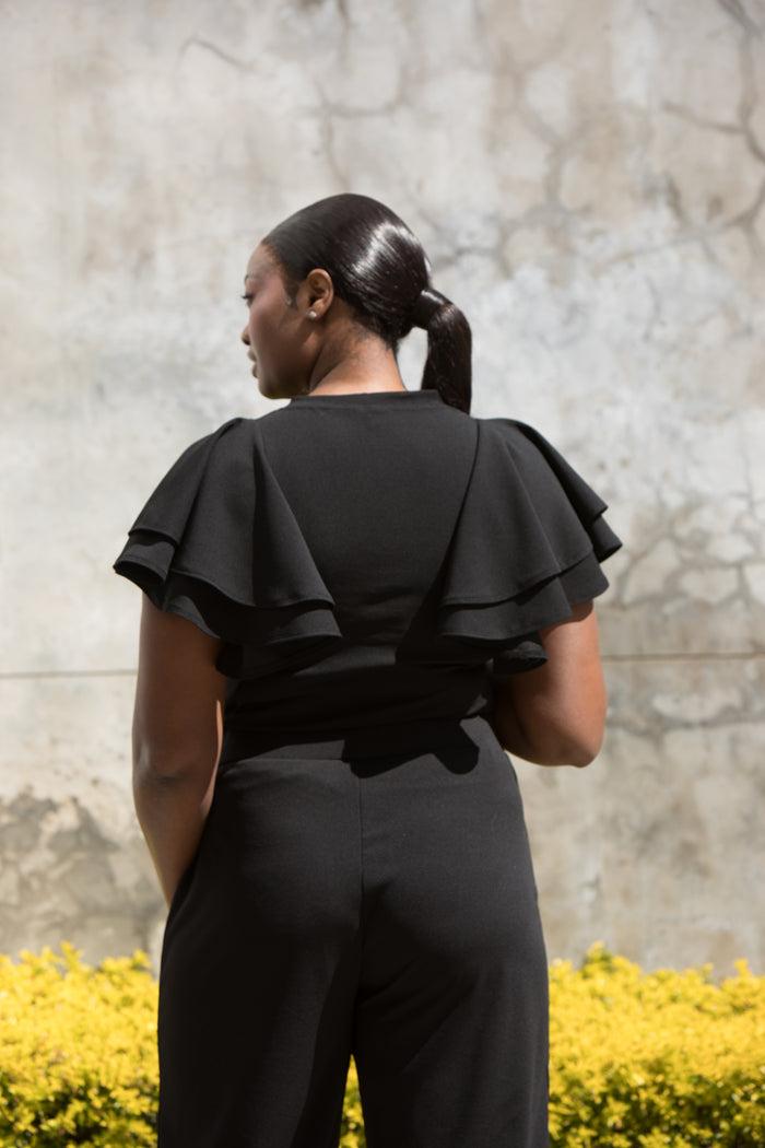 Erre The Flounce Top Black