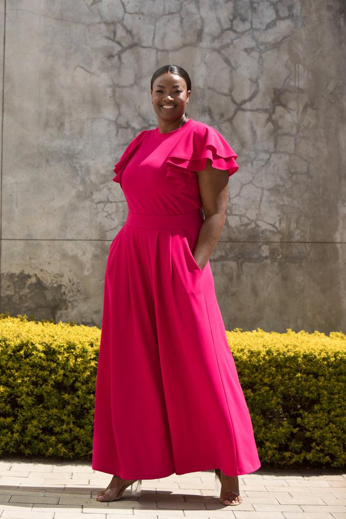 Erre The Flounce Top Hot Pink