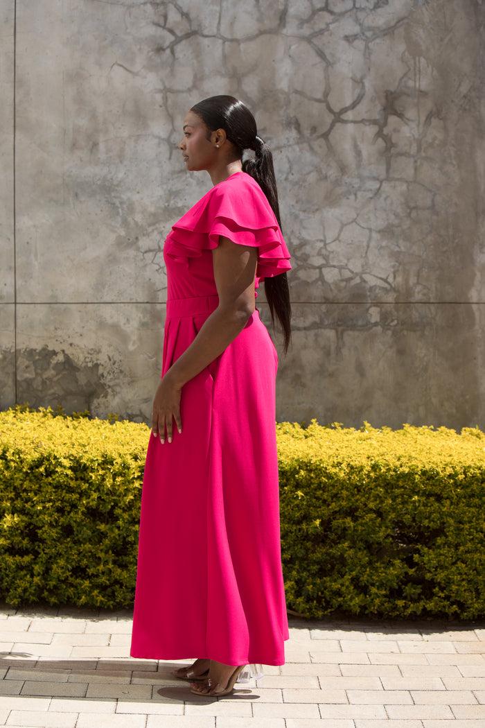 Erre The Flounce Top Hot Pink