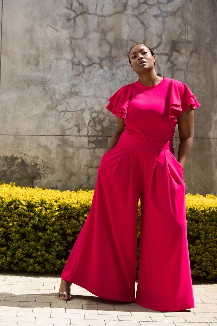 erre The Flounce Top Hot Pink