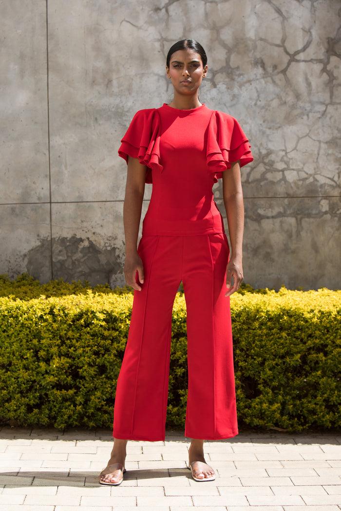 Erre The Flounce Top Red