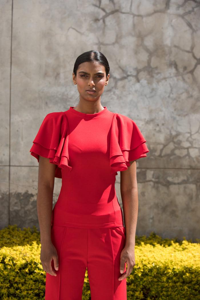 Erre The Flounce Top Red