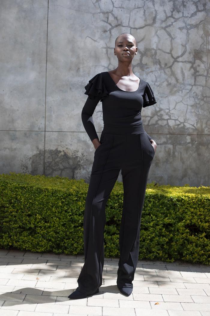 Erre The FLUTTER Long Sleeve Top - Black