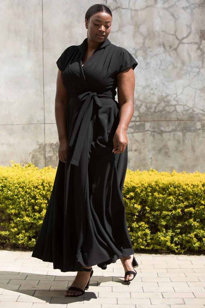 Erre The Fold Wrap Dress Maxi Black