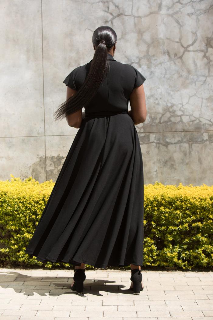 Erre The Fold Wrap Dress Maxi Black