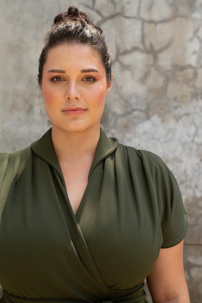 Erre The Fold Wrap Dress Maxi Olive