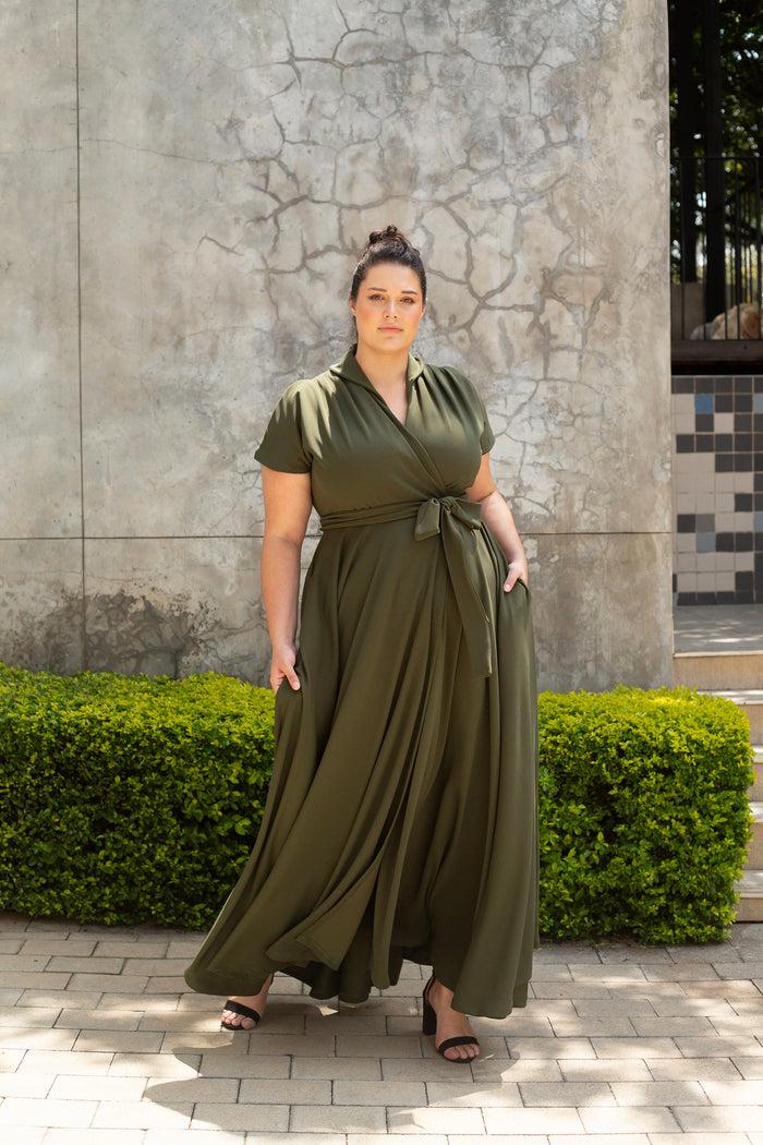 Erre The Fold Wrap Dress Maxi Olive