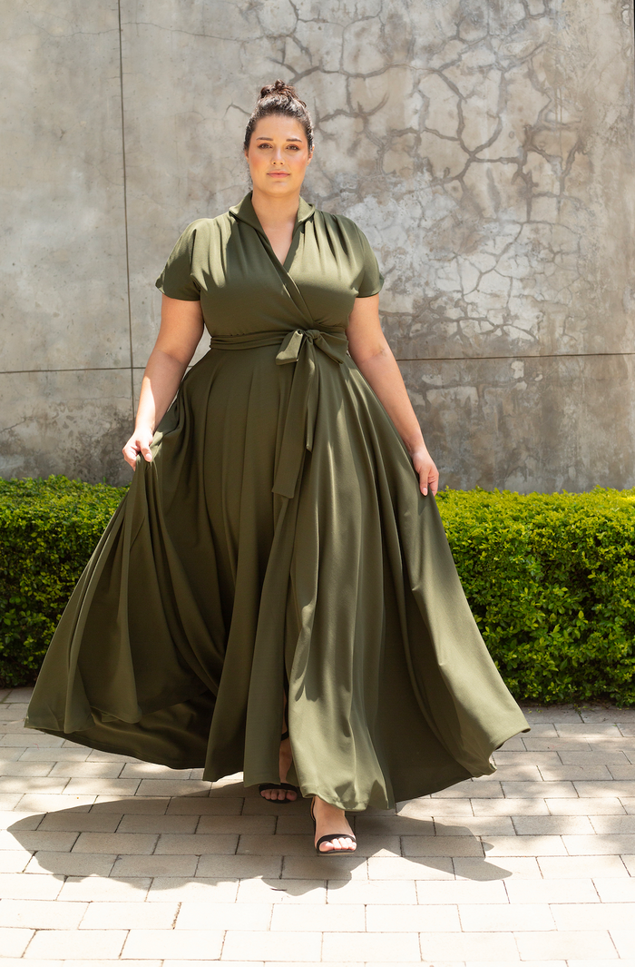 erre The Fold Wrap Dress Maxi Olive