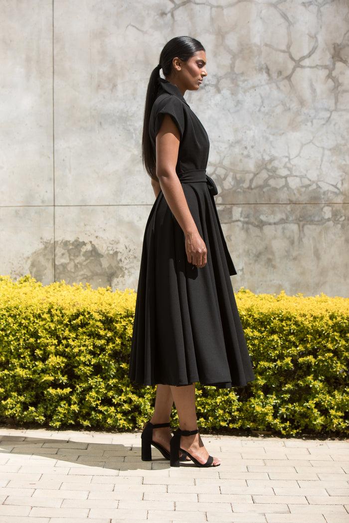 Erre The Fold Wrap Dress Midi Black