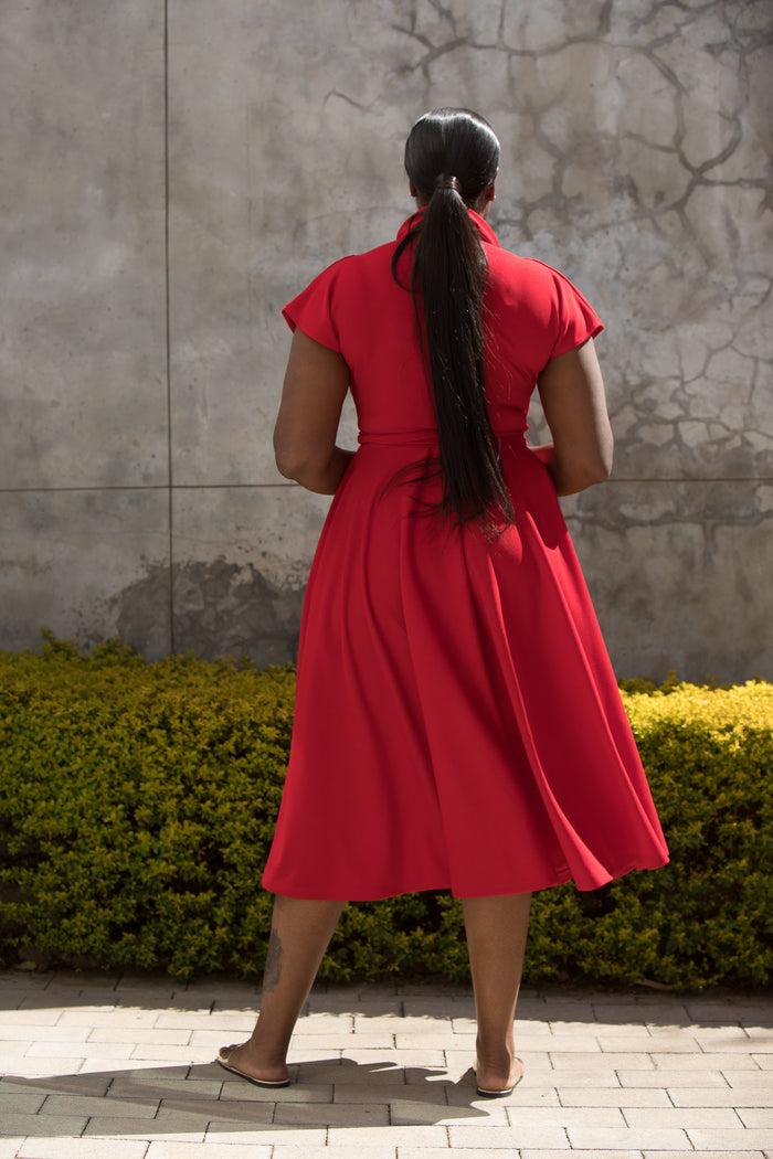 Erre The Fold Wrap Dress Midi Red