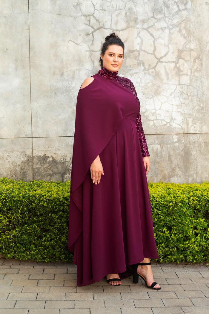 Erre The Mantilla Evening Dress - Grape