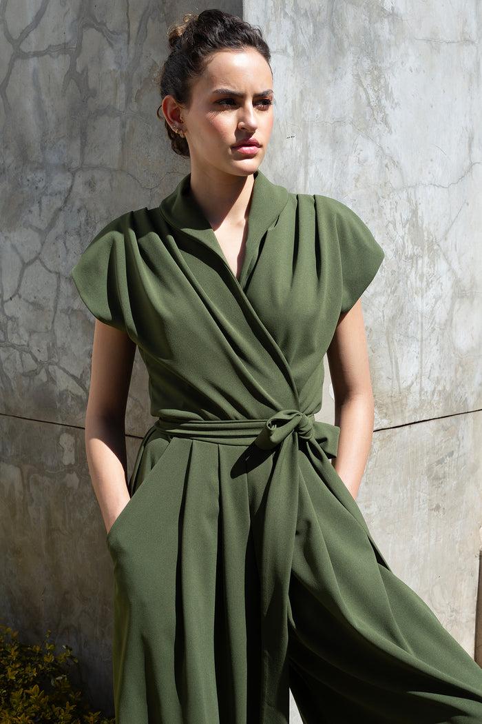 Erre The Meander Jumpsuit - Olive Green