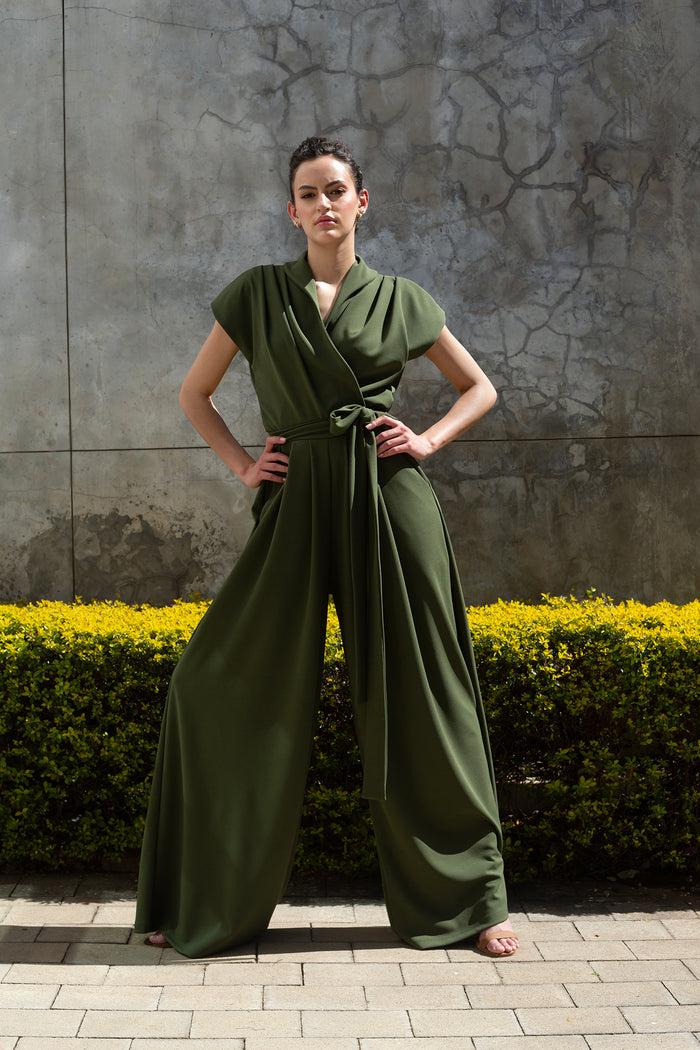 Erre The Meander Jumpsuit - Olive Green