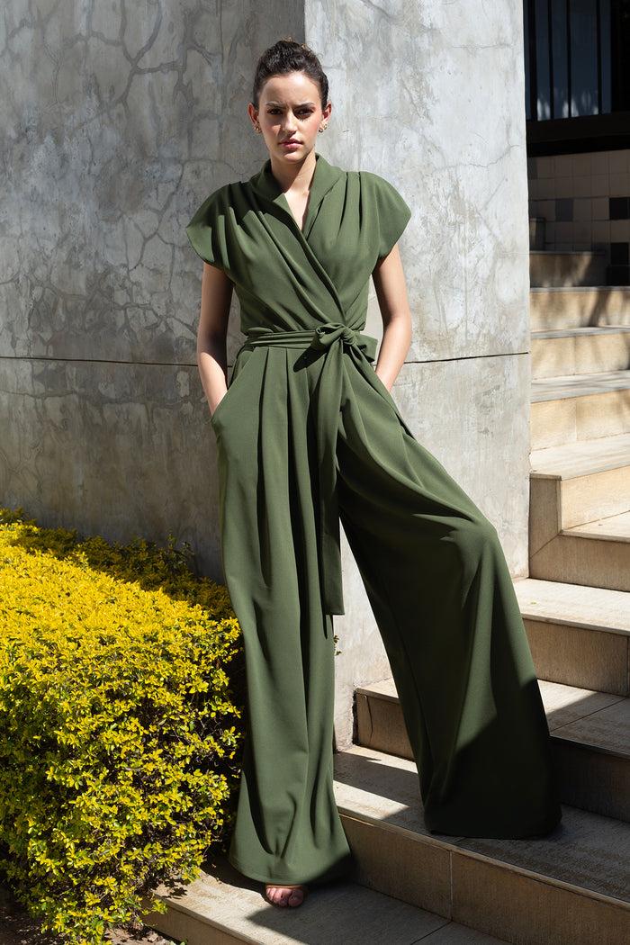 erre The Meander Jumpsuit - Olive Green