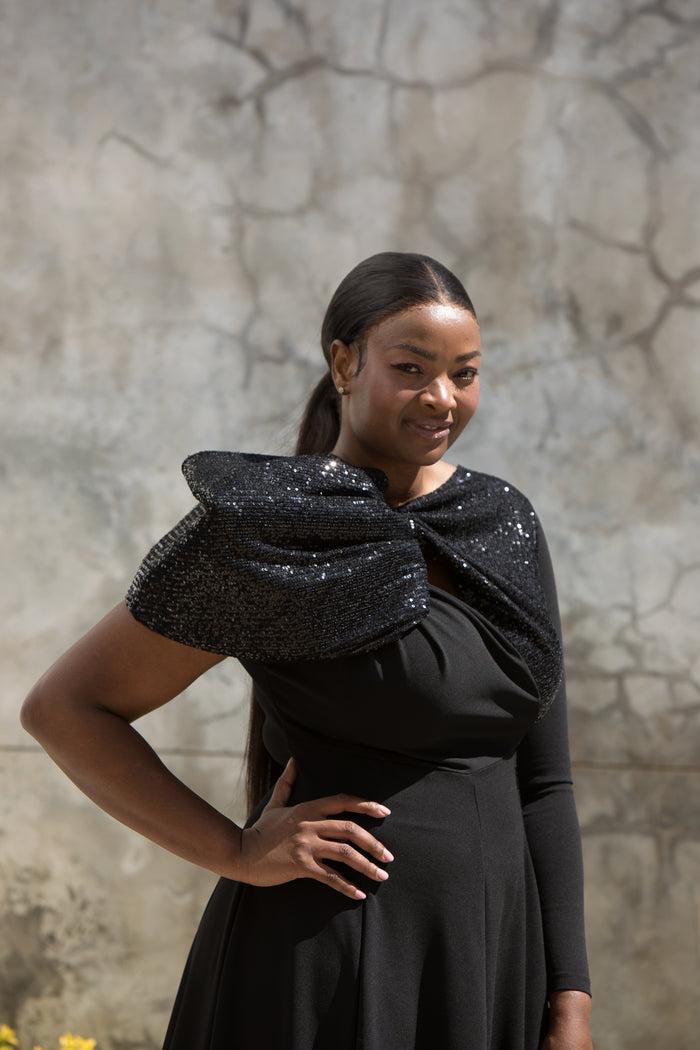 Erre The One Shoulder Bow Dress Black