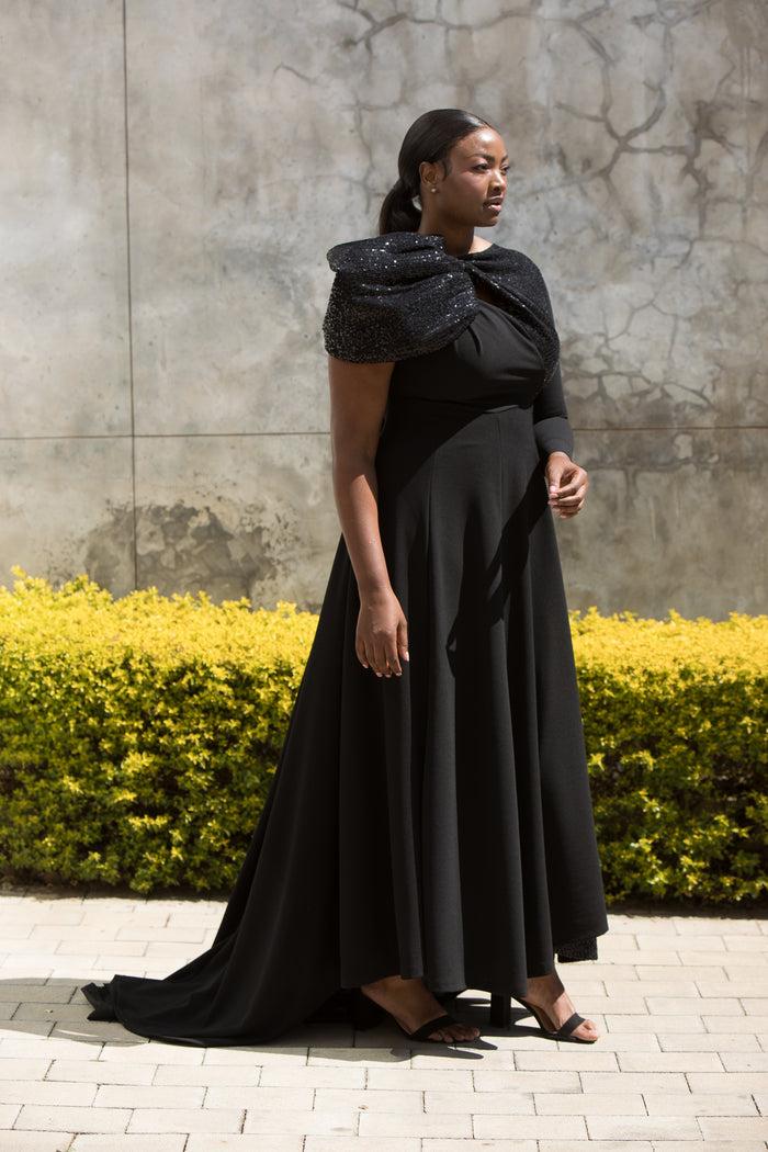 Erre The One Shoulder Bow Dress Black