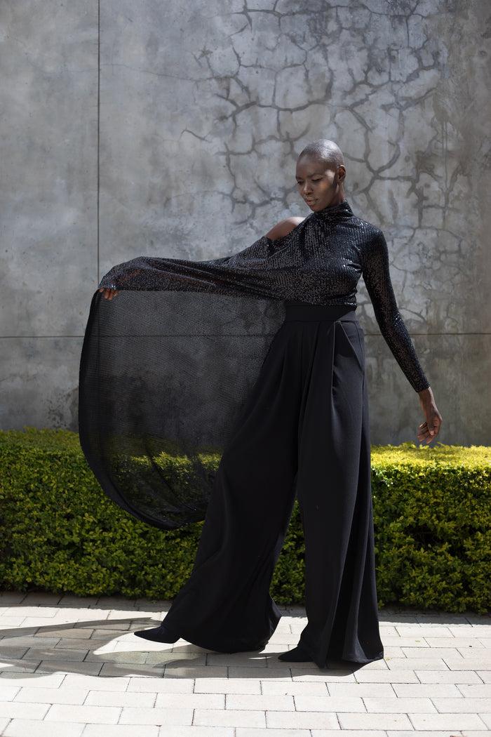 erre The PACESETTER Sequin Top Black