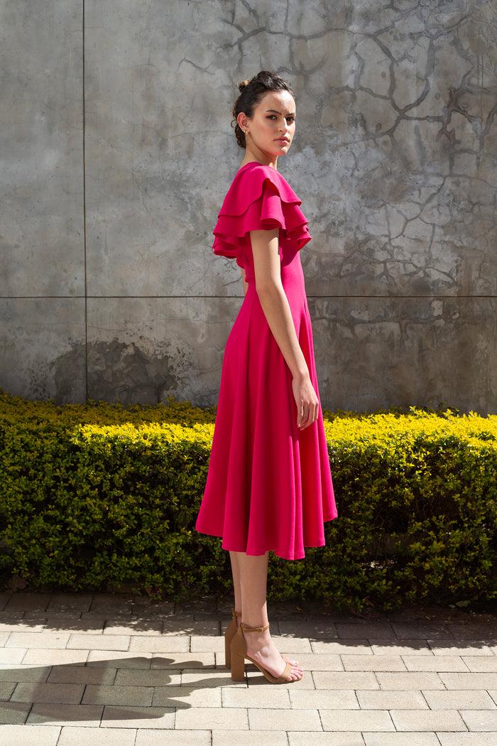 Erre The Ripple Dress - Hot Pink