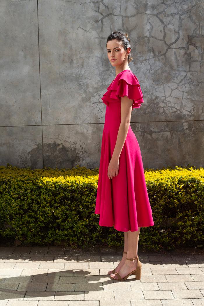 Erre The Ripple Dress - Hot Pink