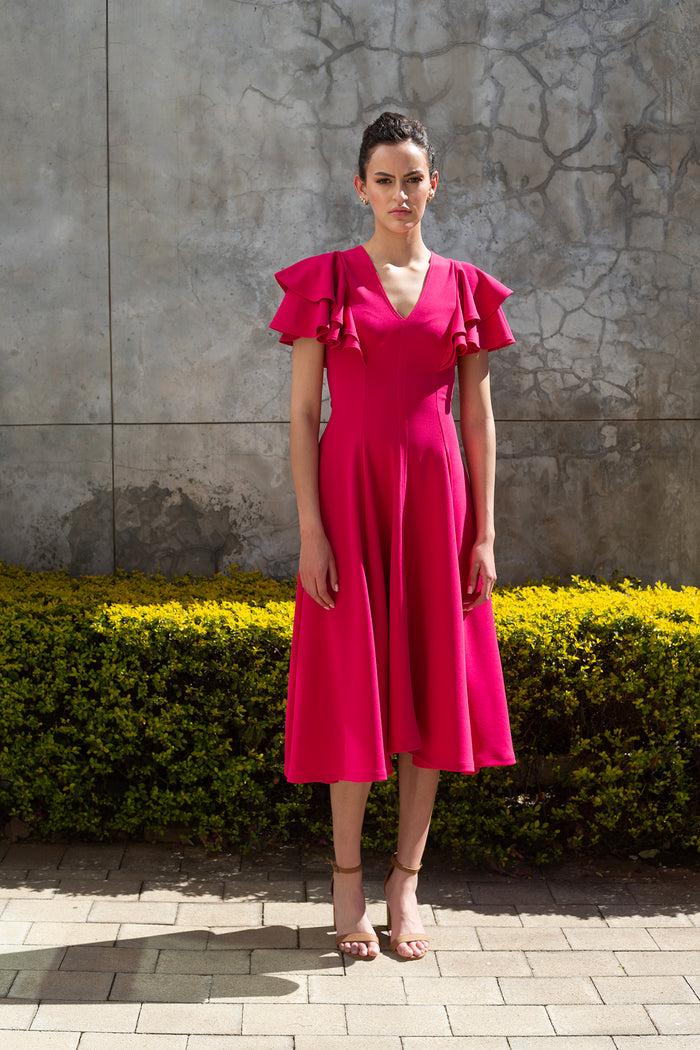 erre The Ripple Dress - Hot Pink