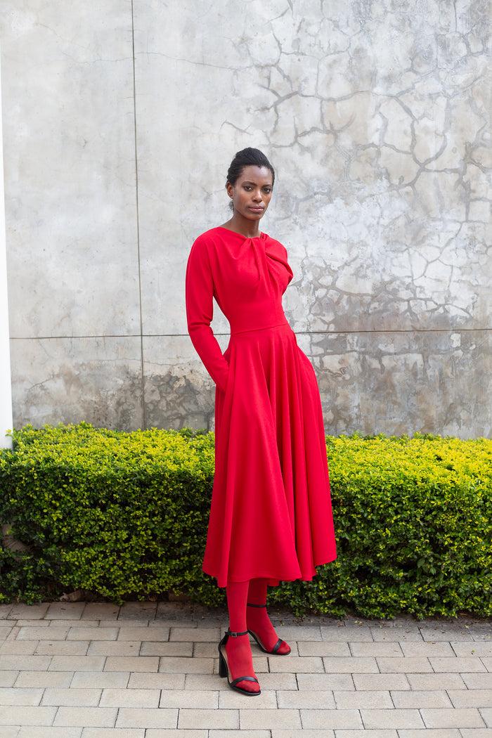 Erre The TWIST Circle Midi Dress - Red