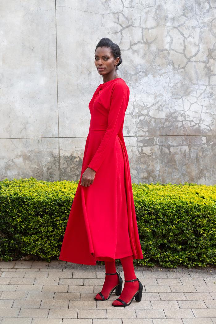 Erre The TWIST Circle Midi Dress - Red