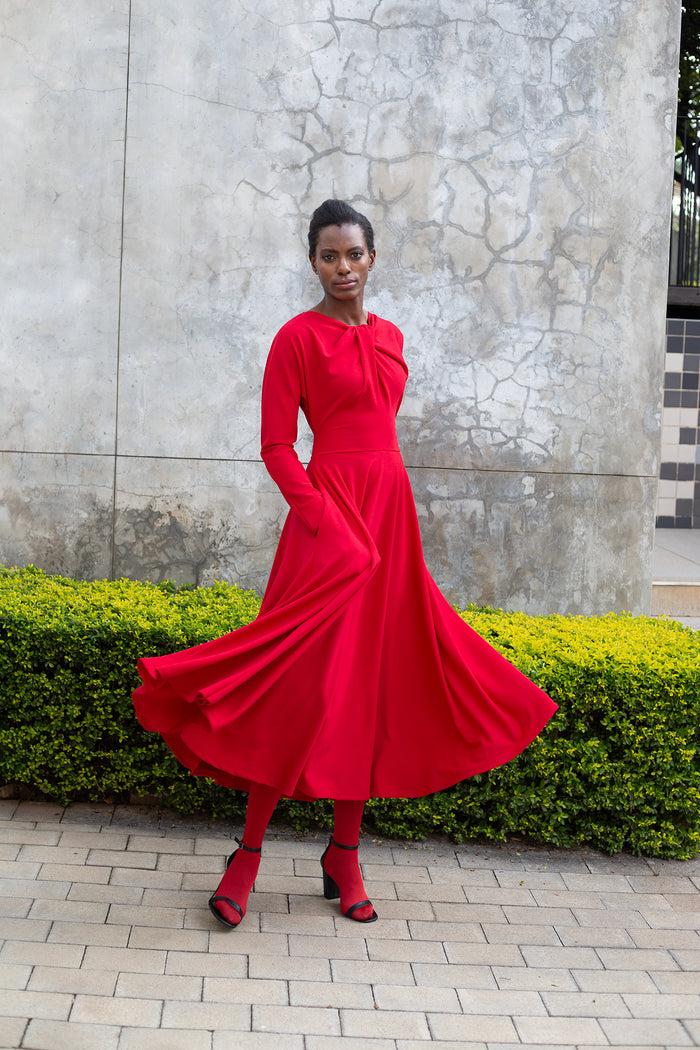 Erre The TWIST Circle Midi Dress - Red