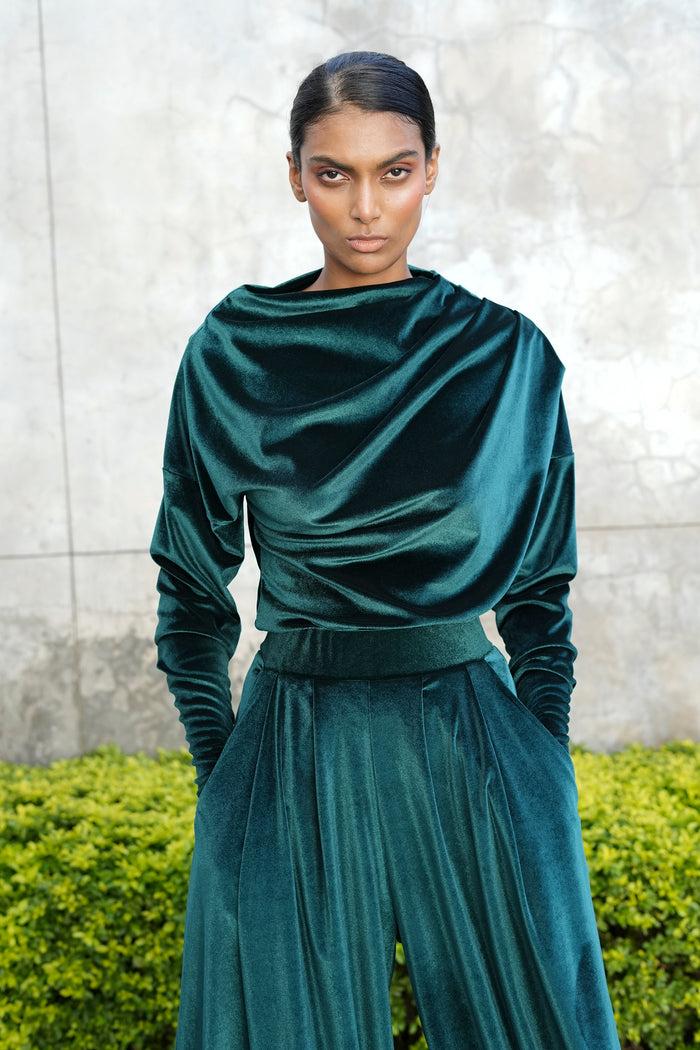 Erre The Velveteen Flow Top - Emerald Green