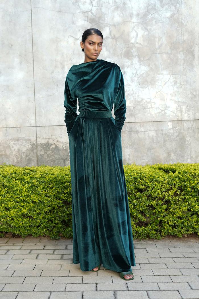 erre The Velveteen Flow Top - Emerald Green