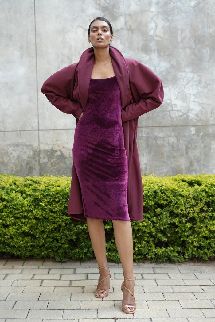 Erre The Velveteen Pencil Dress - Grape