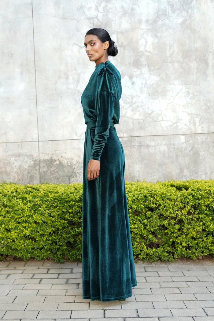 Erre The Velveteen Stride Pants - Emerald Green