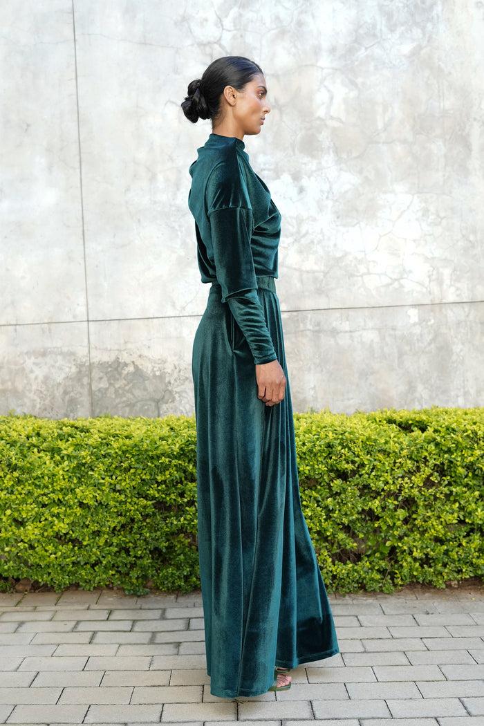 Erre The Velveteen Stride Pants - Emerald Green