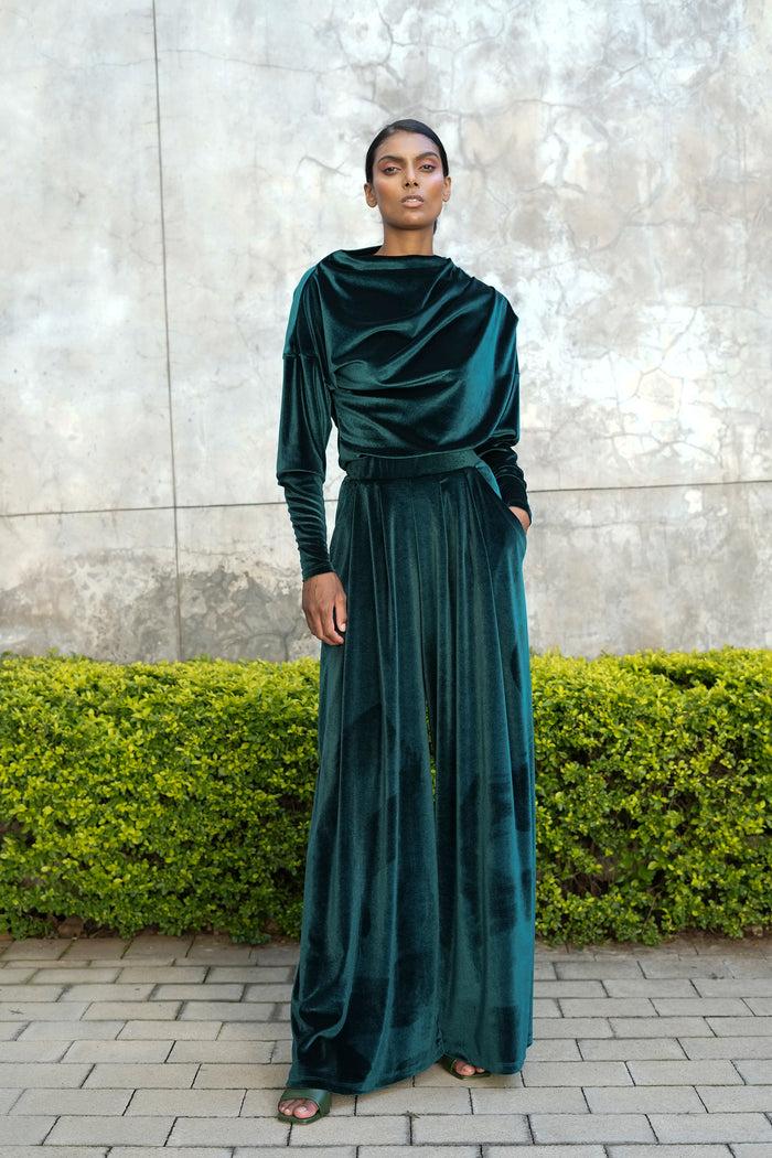 erre The Velveteen Stride Pants - Emerald Green