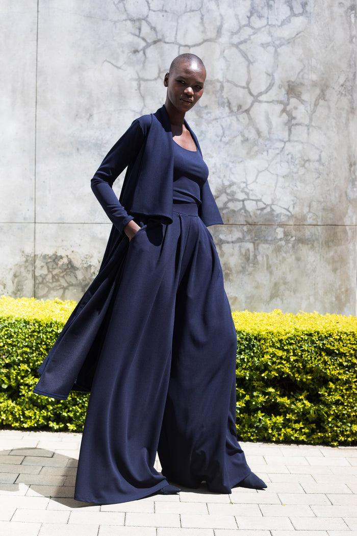 erre The WATERFALL coat - Navy Blue