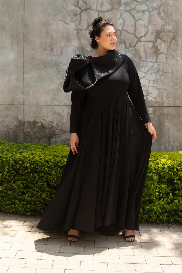 erre The Wing Evening Dress - Black