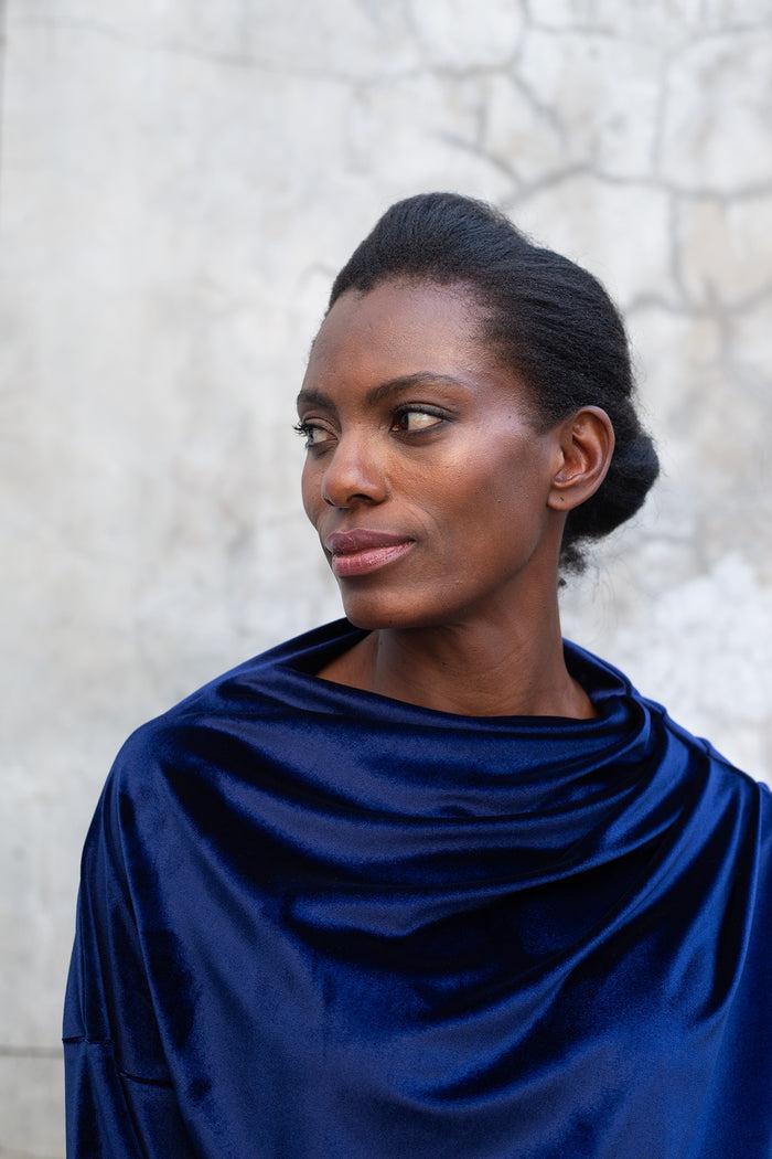 erre Velvet Drape Top - Imperial Blue