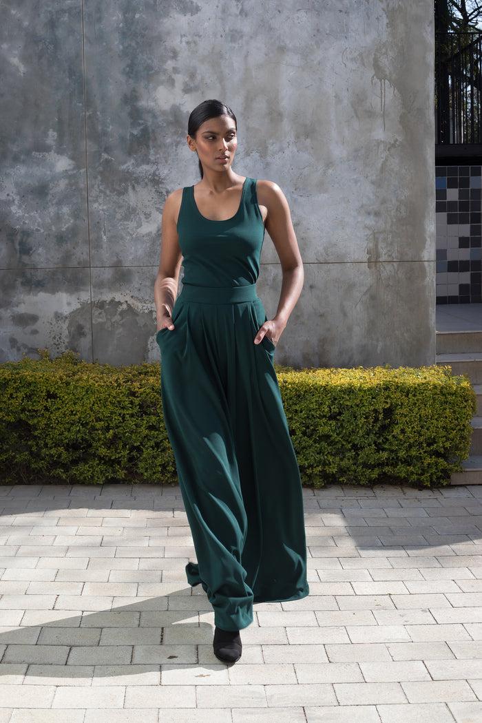 erre Spring 2022 - Emerald Green Stroll Wide Leg Pants