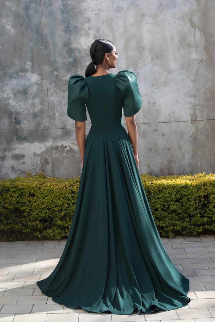 Erre Spring 2022 - Emerald Green Tulip Sleeve Evening Dress