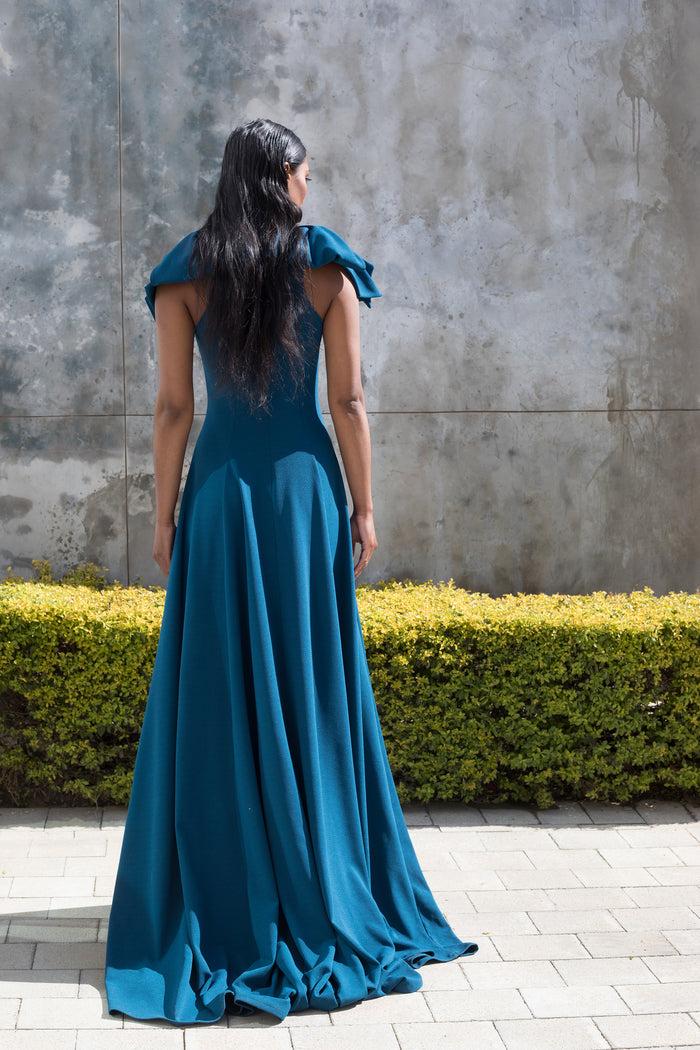 Erre Spring 2022 - Moroccan Blue Bow Fit And Flare Dress