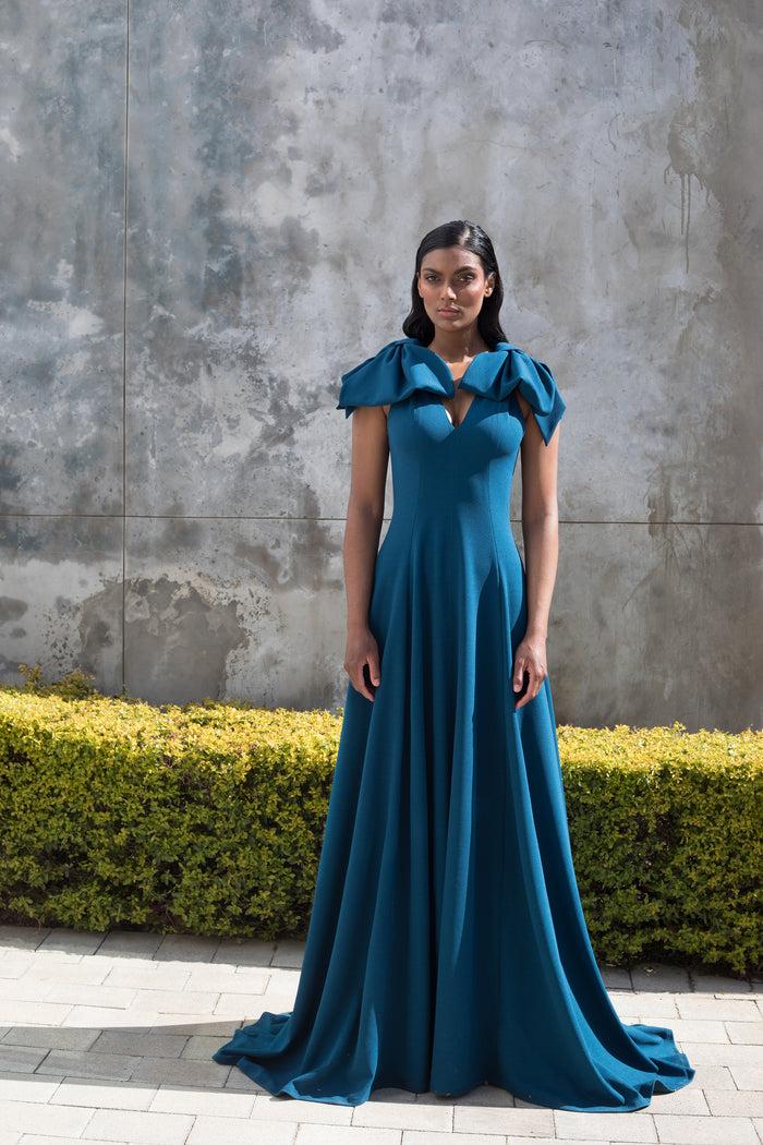 erre Spring 2022 - Moroccan Blue Bow Fit and Flare Dress