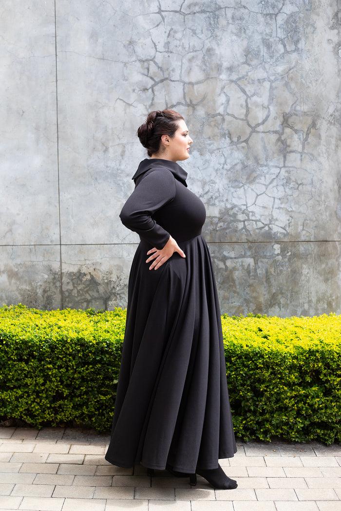 Erre The CURVE Fit And Flare Collar Maxi Dress - Black