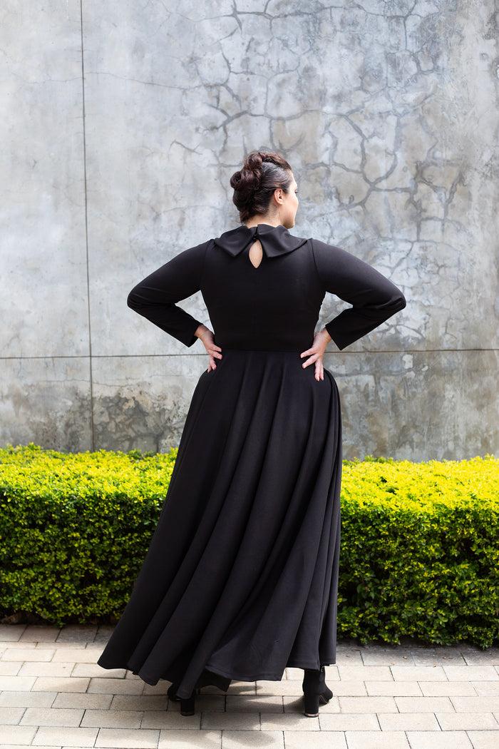 Erre The CURVE Fit And Flare Collar Maxi Dress - Black