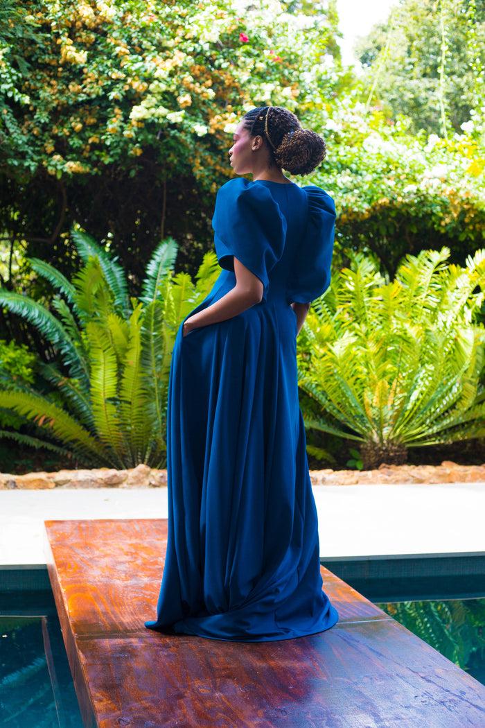 Erre Winter 2022 - Look 10 Tulip Cape Sleeve Evening Dress