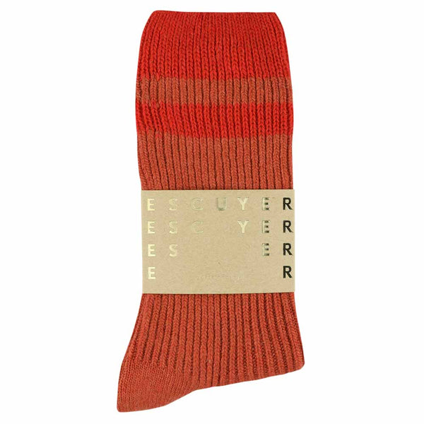 Escuyer Cashmere Stripes Socks - Strong Orange / Orange