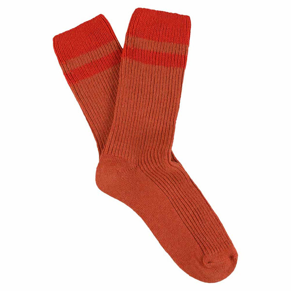 Escuyer Cashmere Stripes Socks - Strong Orange / Orange