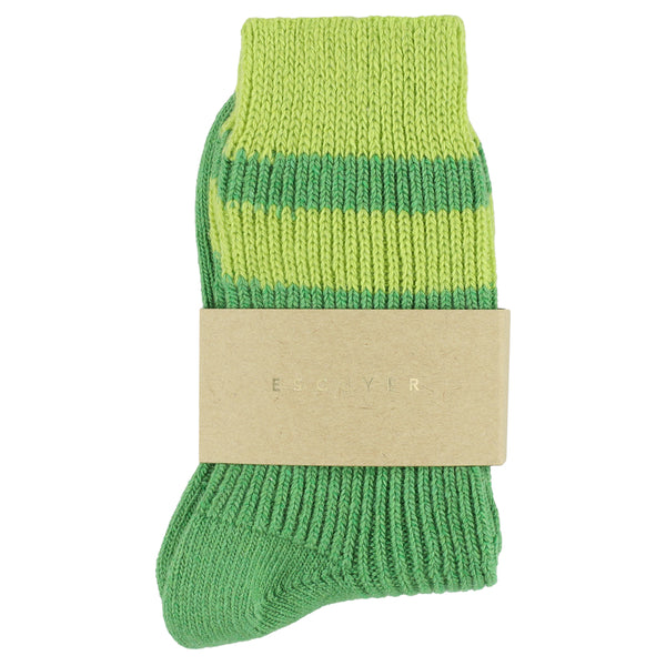 Escuyer Cashmere Stripes Socks Women - Golf Green / Lime